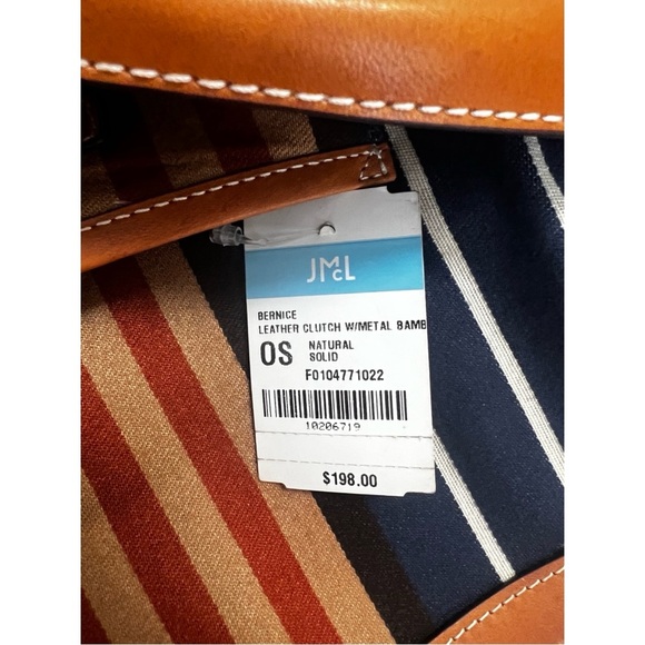 J.McLaughlin Leather Bamboo Clasp Clutch NWT - Picture 4 of 6